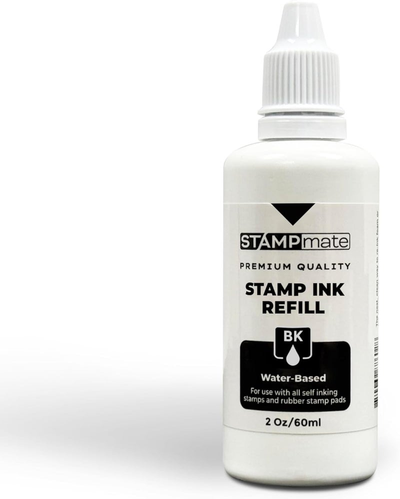 Stampmate حبر تعبئة متميز لختم ذاتي الحبر وألواح الختم - زجاجة 2 أونصة (أسود) - Image 4
